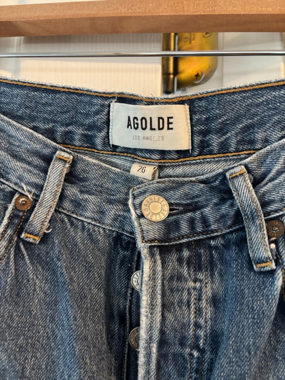 Agolde Riley High-Rise Straight Crop Jeans — Frequency Blue Wash - Picture 3 of 4